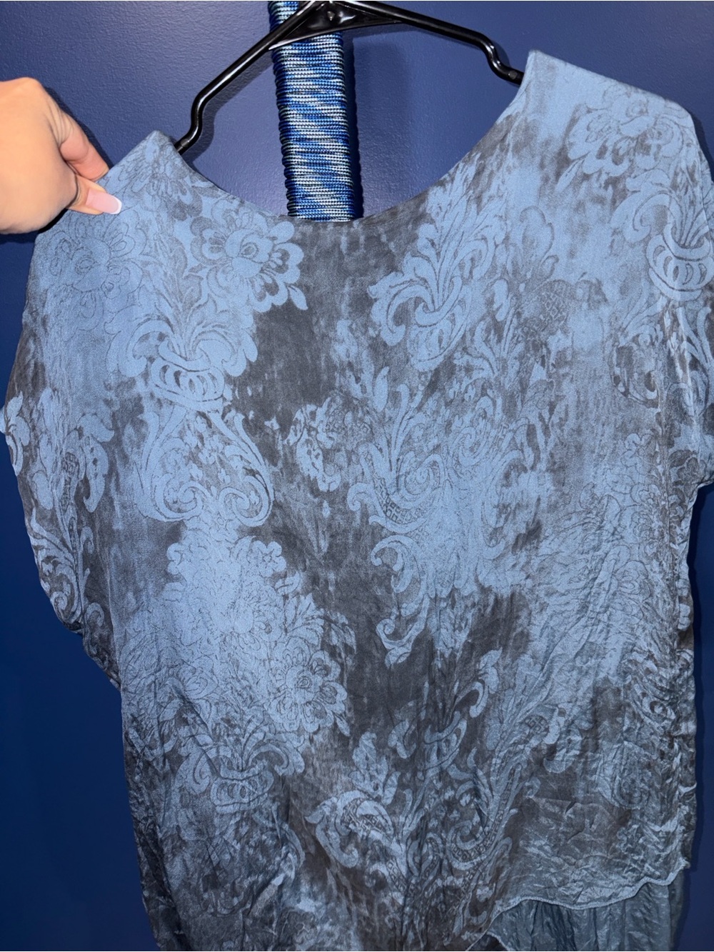 Carla Conti Made in Italy- Dusty Blue Layered Boho Top | Size Small - Picture 11 of 13